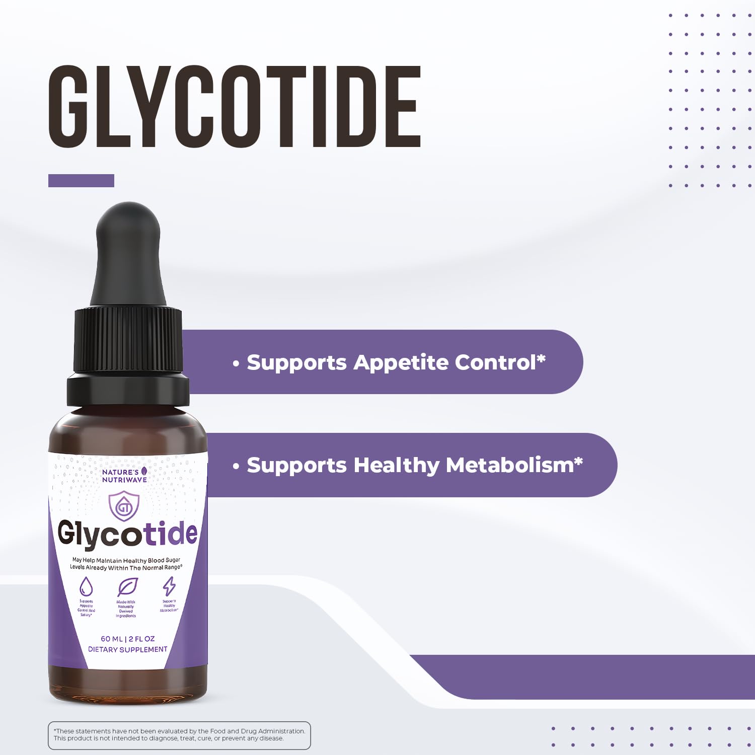 Glycotide liquid dropper in use for simple, one-to-two droppers daily.