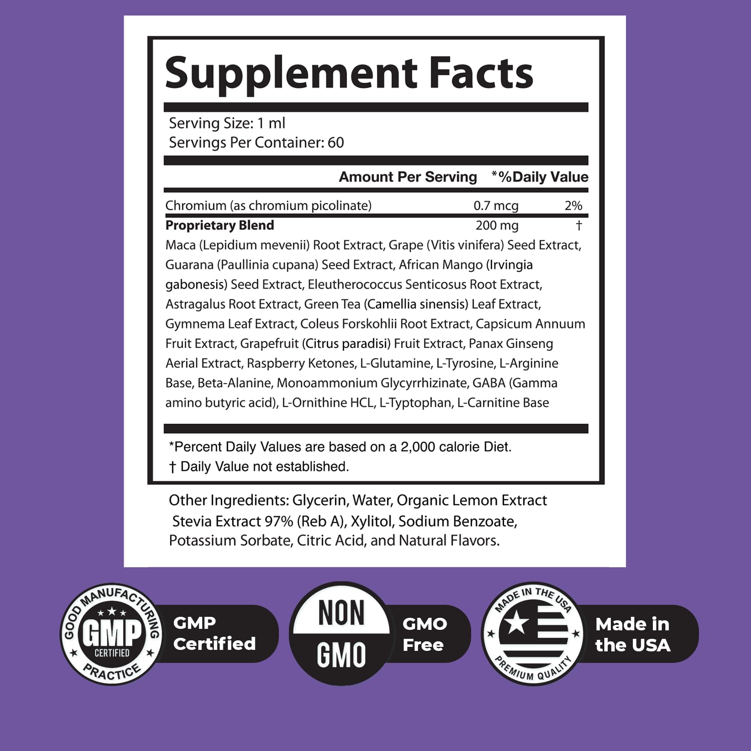 Glycotide label close-up highlights chromium and botanical blend for daily support.