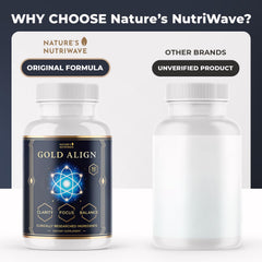 Nature’s NutriWave Gold Align GMP-certified USA production seal on bottle