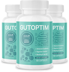 Nature's NutriWave GutOptim bottle front shows probiotic capsules for gut support.