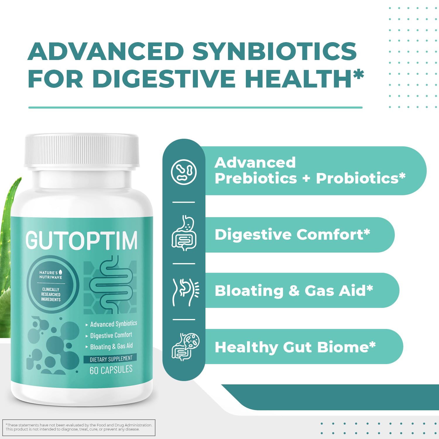 Nature’s NutriWave GutOptim label view showcasing synbiotic blend details