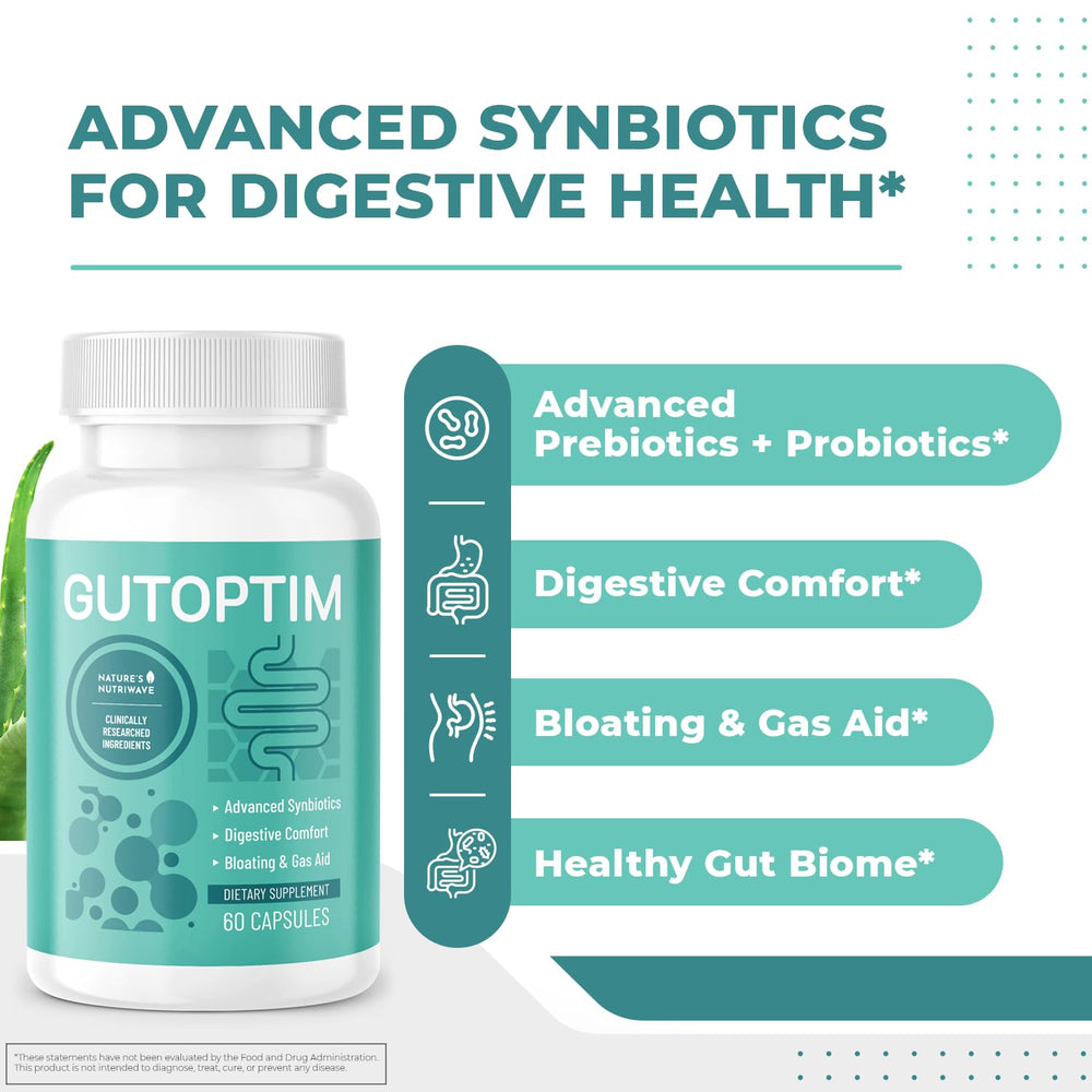 Nature’s NutriWave GutOptim label view showcasing synbiotic blend details