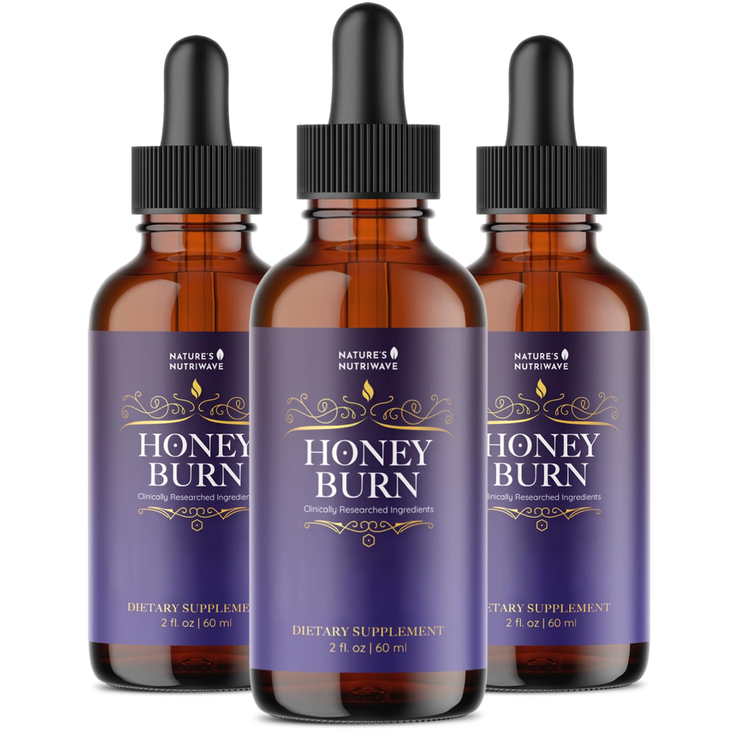 Nature's NutriWave HoneyBurn Purple Honey bottle front for daily wellness