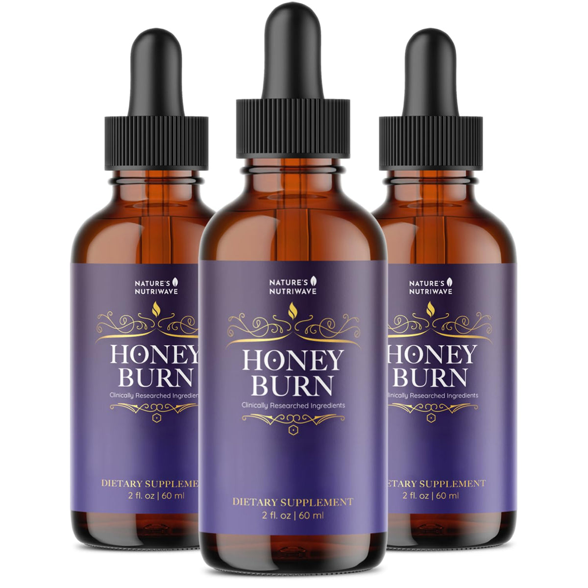 Nature's NutriWave HoneyBurn Purple Honey bottle front for daily wellness