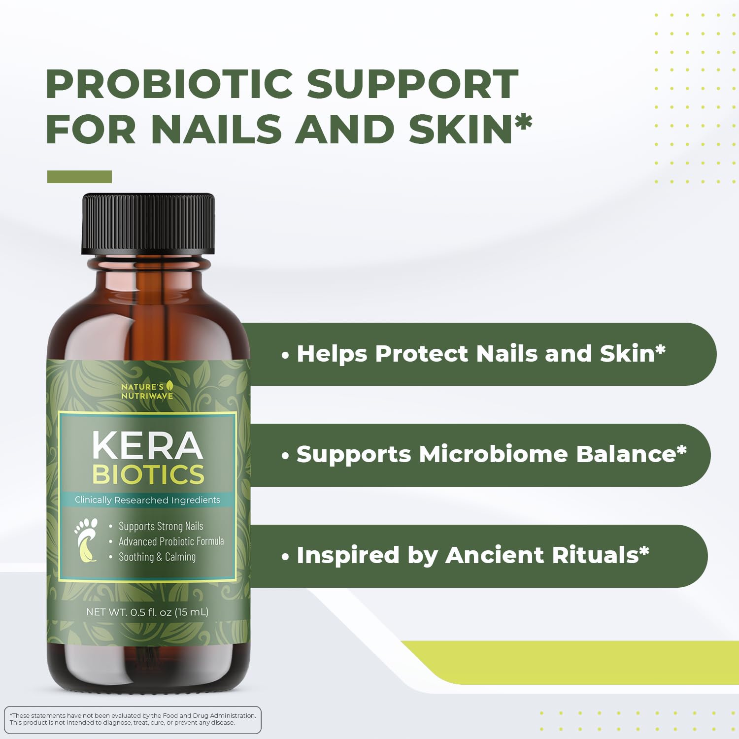Nature’s NutriWave KeraBiotics probiotic skincare ingredients promoting surface balance.