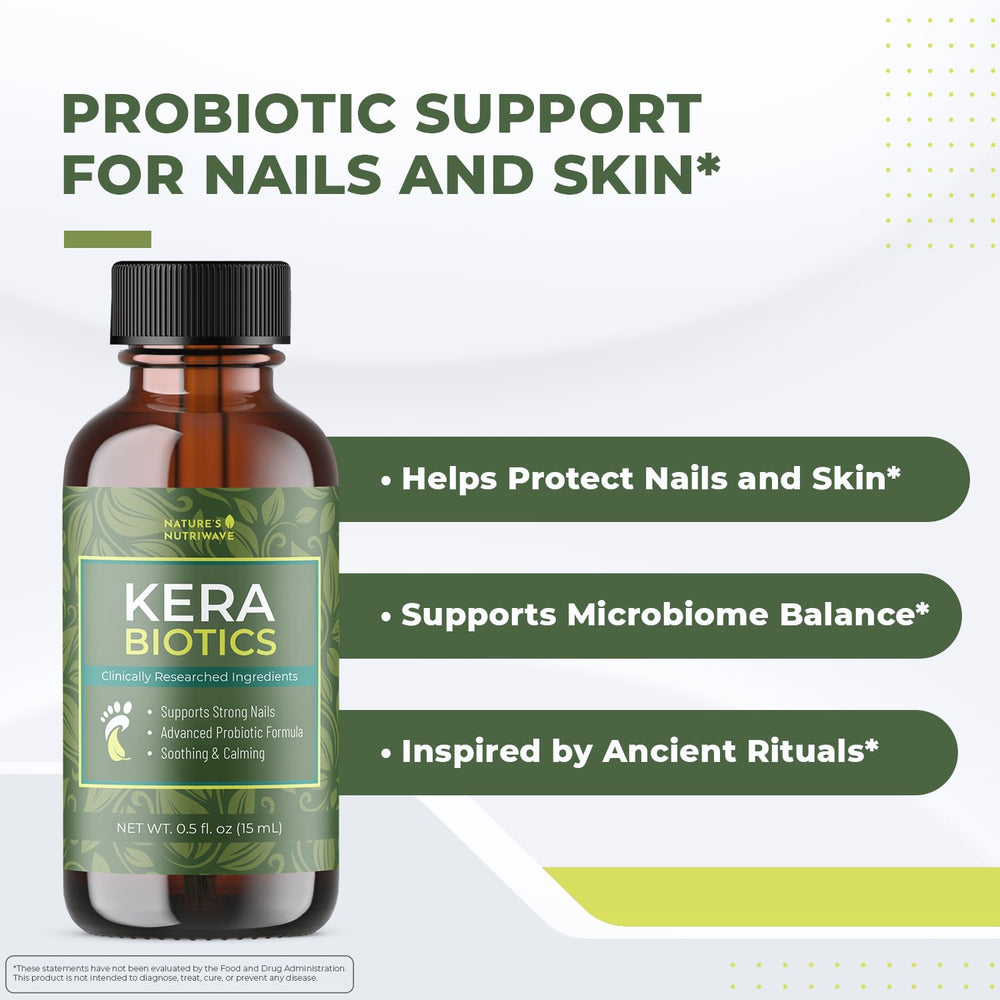 Nature’s NutriWave KeraBiotics probiotic skincare ingredients promoting surface balance.