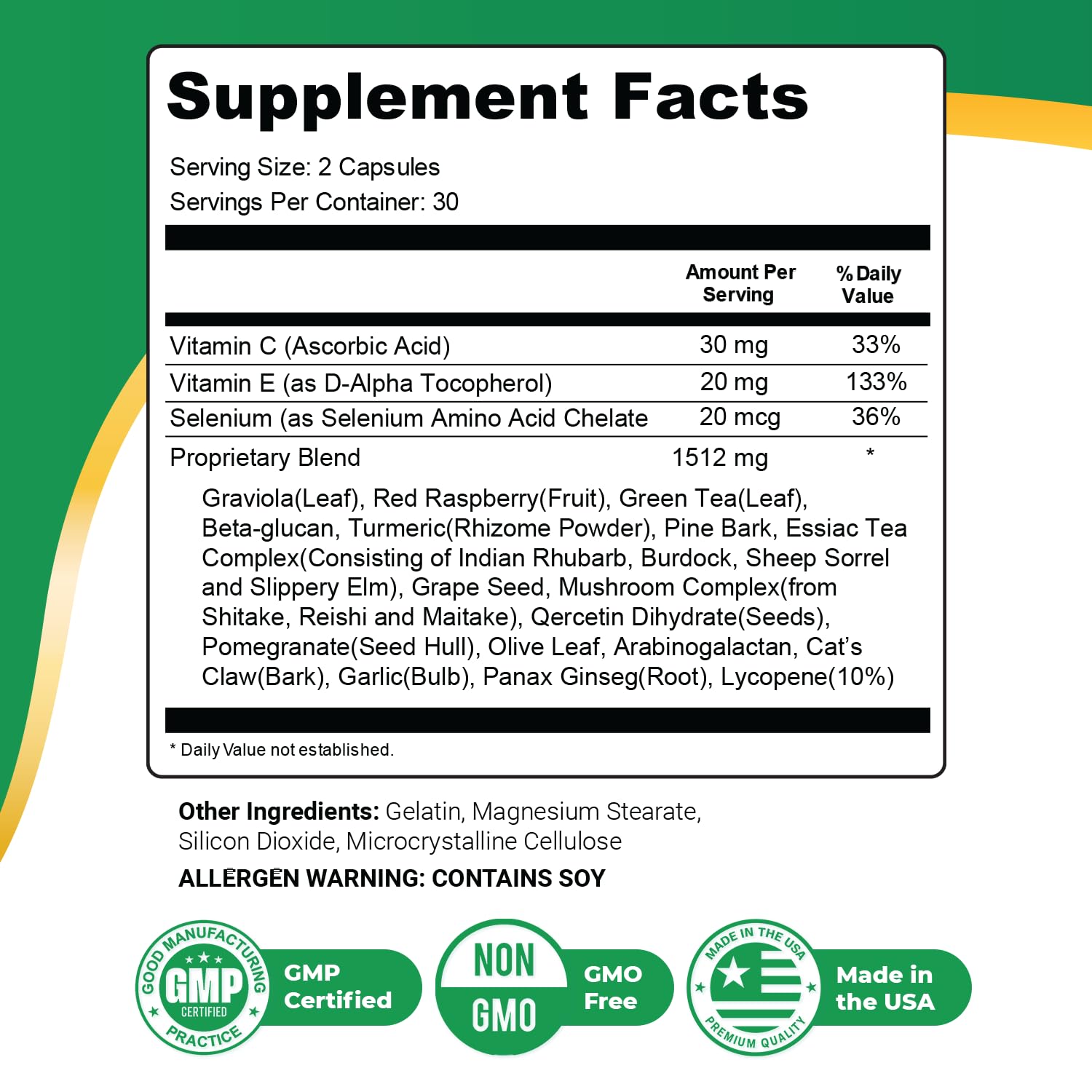 Packaging label shows USA-made, GMP-certified production standards.