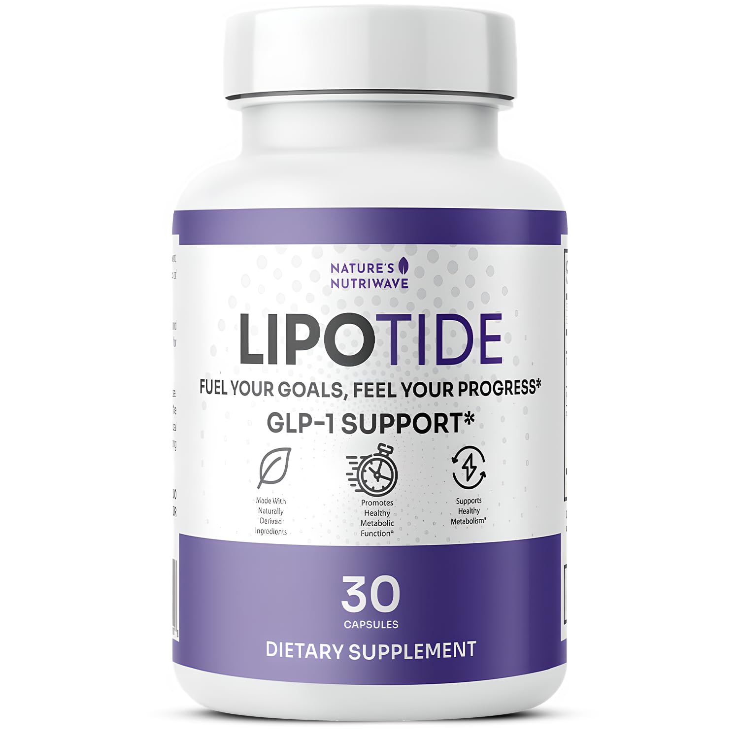 Nature's NutriWave Lipotide bottle showing daily fiber and probiotic support