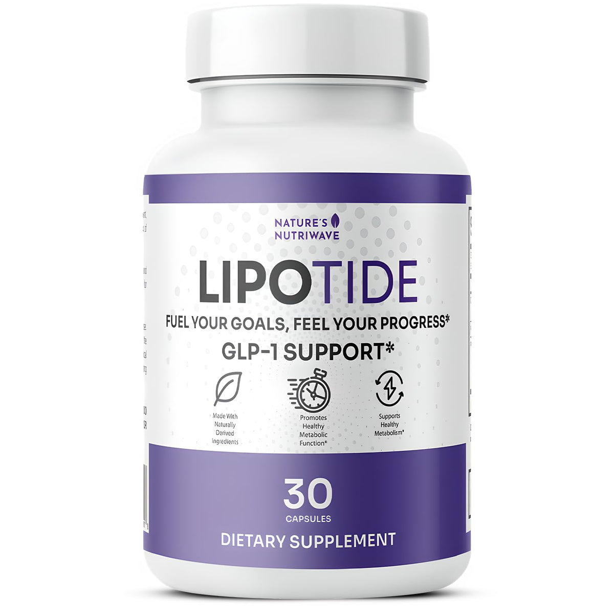 Nature's NutriWave Lipotide bottle showing daily fiber and probiotic support