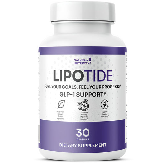 Nature's NutriWave Lipotide bottle showing daily fiber and probiotic support