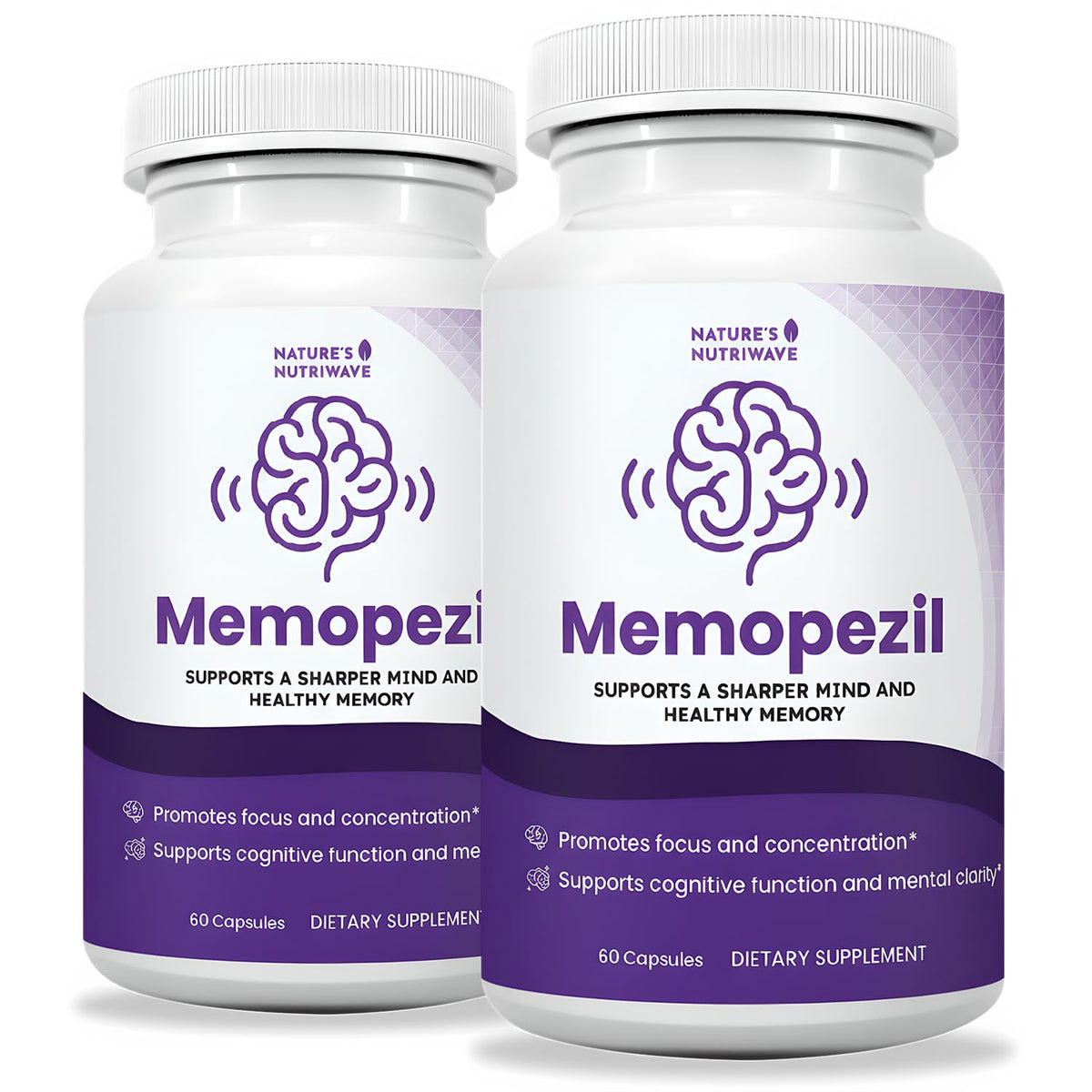 Nature’s NutriWave Memopezil bottle-front for a clean daily routine.