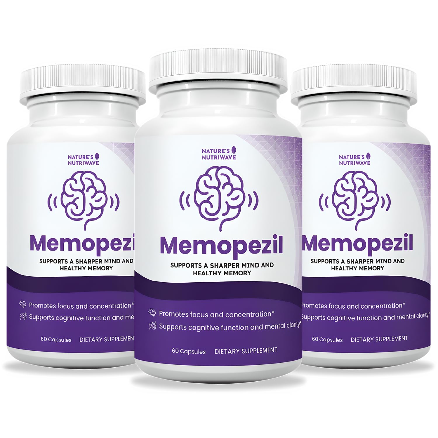 Memopezil bottle from Nature's NutriWave for a simple daily wellness routine.