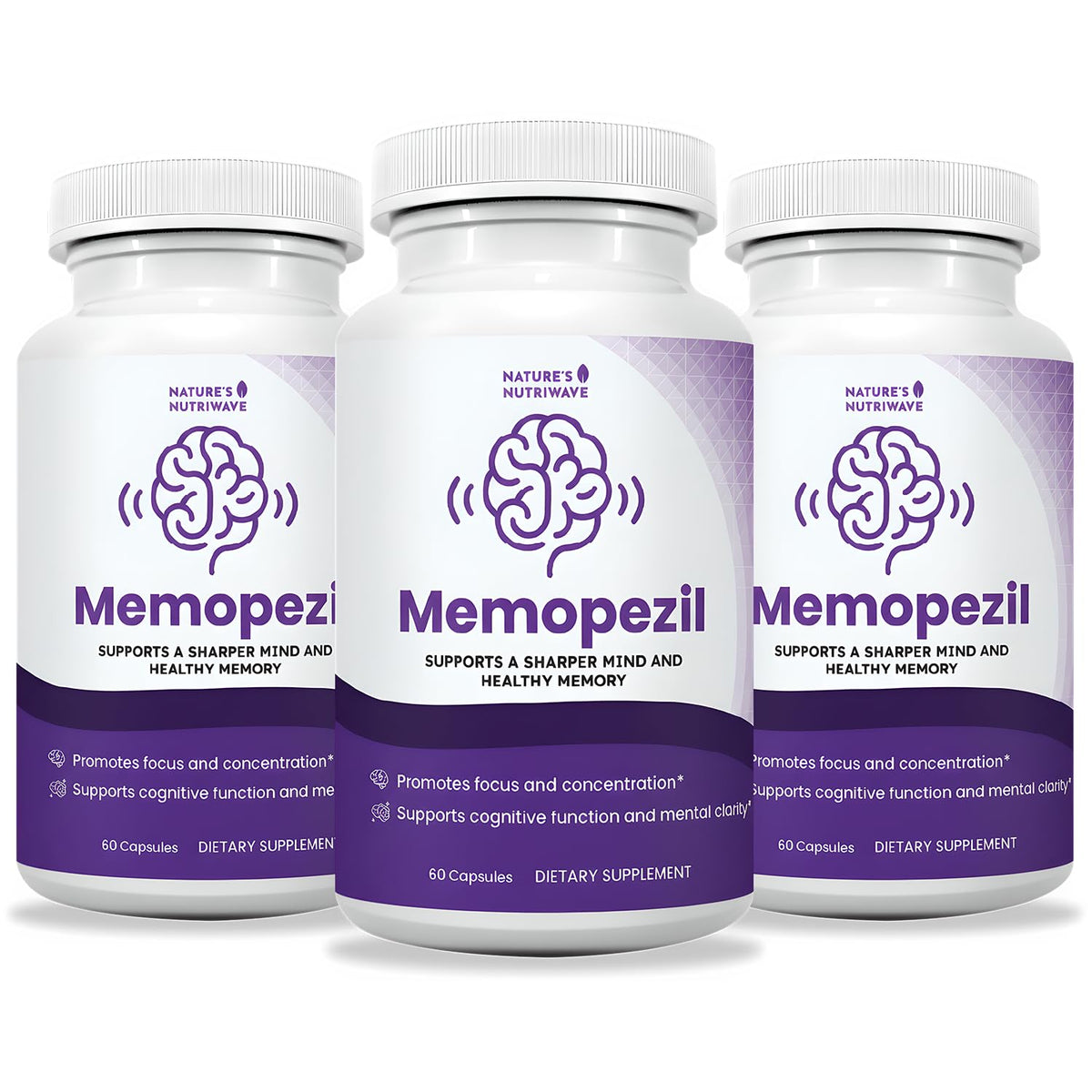 Memopezil bottle from Nature's NutriWave for a simple daily wellness routine.