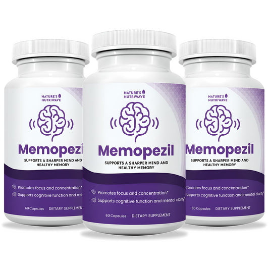 Memopezil bottle from Nature's NutriWave for a simple daily wellness routine.
