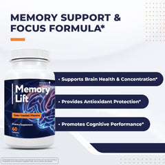 Nature’s NutriWave Memory Lift capsules close-up, showcasing vegetarian, non-GMO formula.