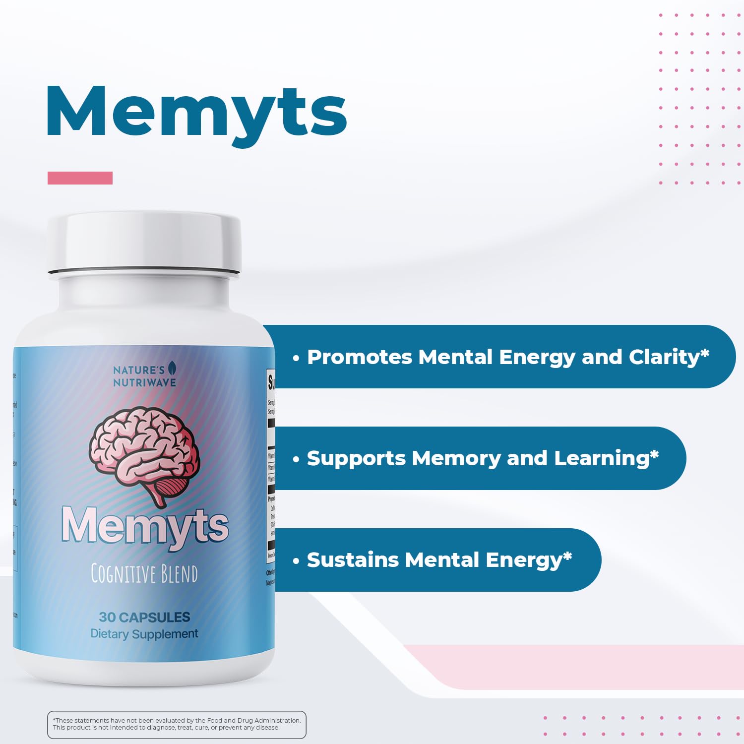 Nature’s NutriWave Memyts capsules highlight a clean, non-GMO formula.