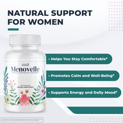 Nature’s NutriWave Menovelle capsules daily dosage for easy wellness routine.