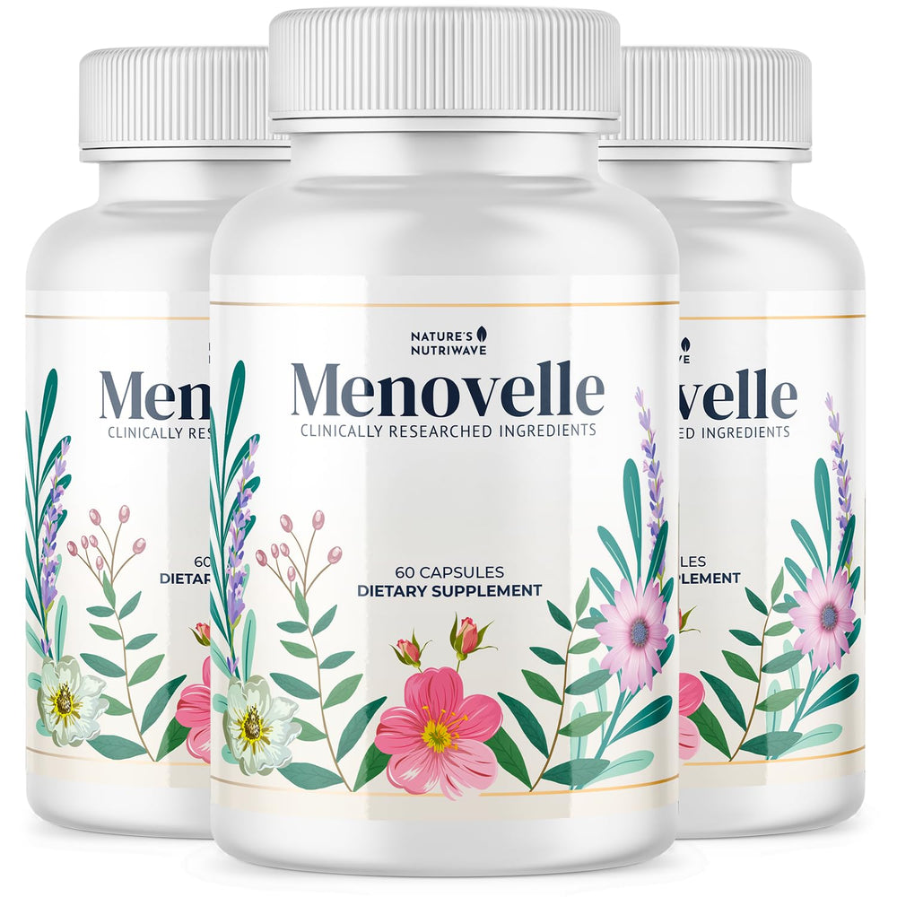 Nature’s NutriWave Menovelle capsules front view for daily balance.