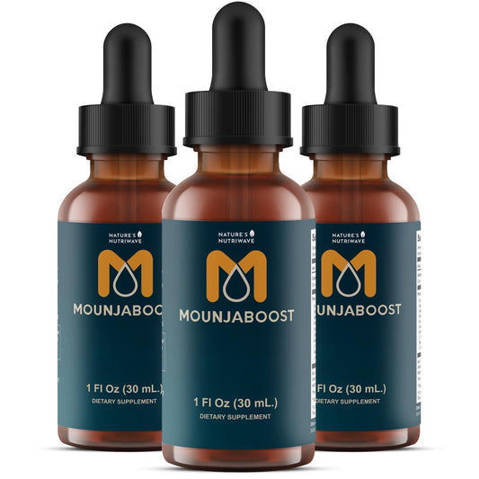 Nature’s NutriWave Mounjaboost bottle, convenient daily herbal supplement in liquid form.