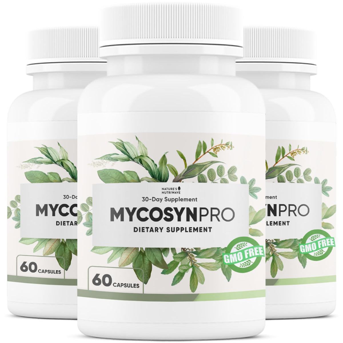 Nature’s NutriWave Mycosyn Pro capsules in bottle for daily wellness.
