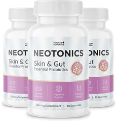 Nature's NutriWave Neotonics bottle pour for daily probiotic support.