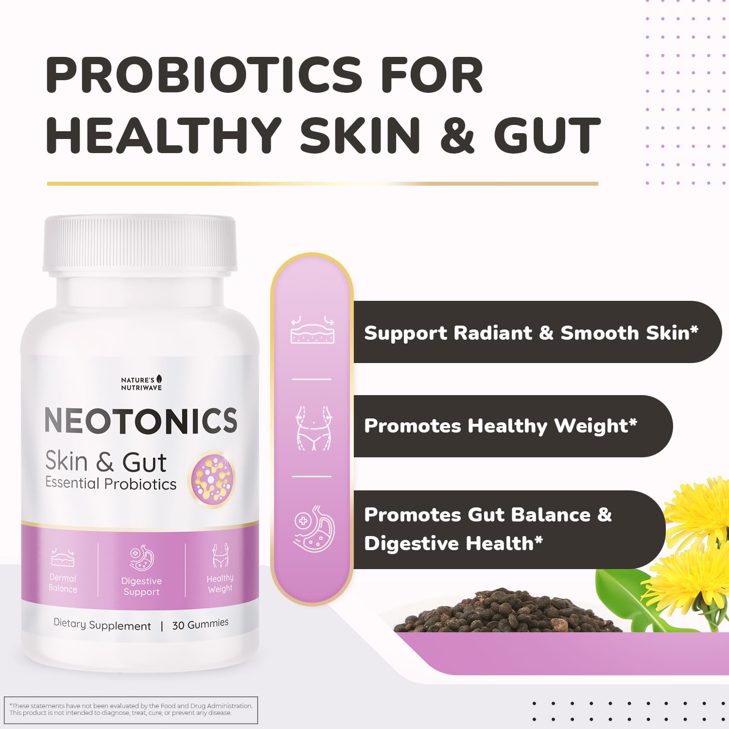 Close-up of Neotonics gummies highlighting chewy texture and apple flavor for skin glow