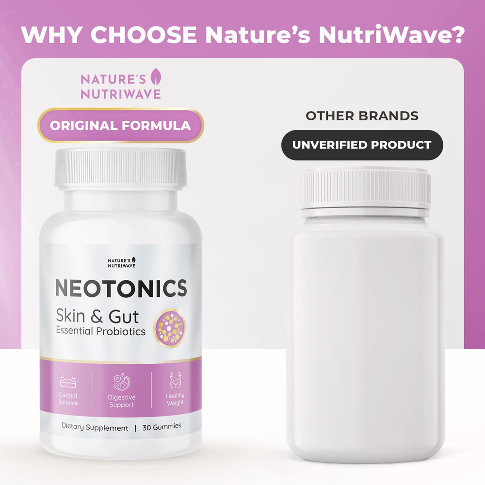 Lifestyle shot of a woman with Neotonics for balanced gut and skin.