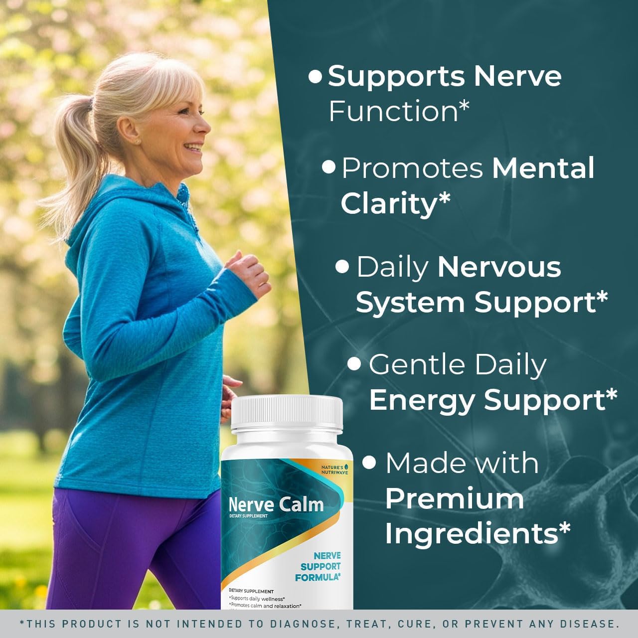 Nature’s NutriWave NerveCalm ingredients blend showcasing botanical harmony
