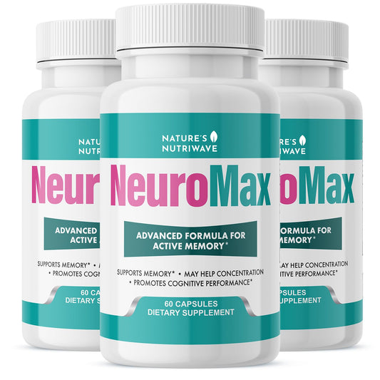 Nature's NutriWave NeuroMax bottle-front showing clean, non-GMO herbal capsules for daily wellness.