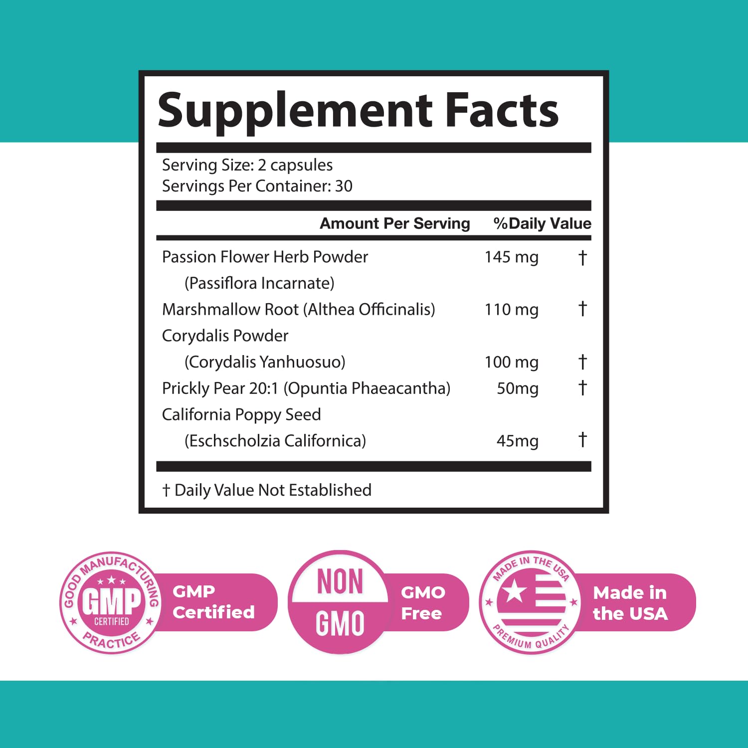 Close-up of NeuroMax herbal capsules suggesting calm daily support.