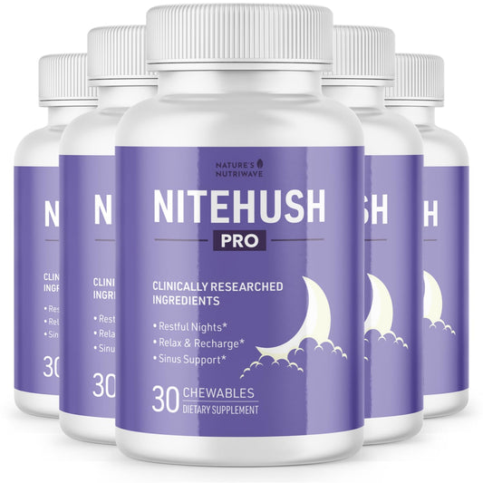 Nature's NutriWave NiteHush Pro bottle closeup for nighttime calm and ease