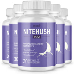 Nature's NutriWave NiteHush Pro bottle closeup for nighttime calm and ease