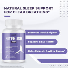 Nature's NutriWave NiteHush Pro chew tablet on white background for gentle sleep support
