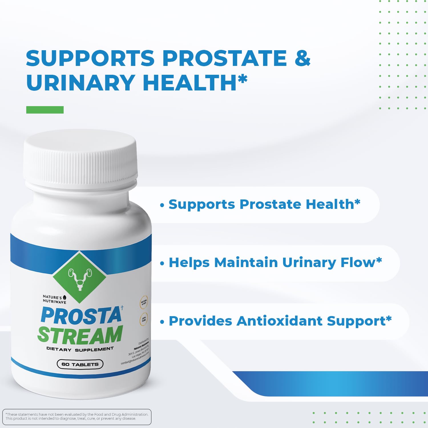 Close-up of ProstaStream capsules showing stimulant-free formula.