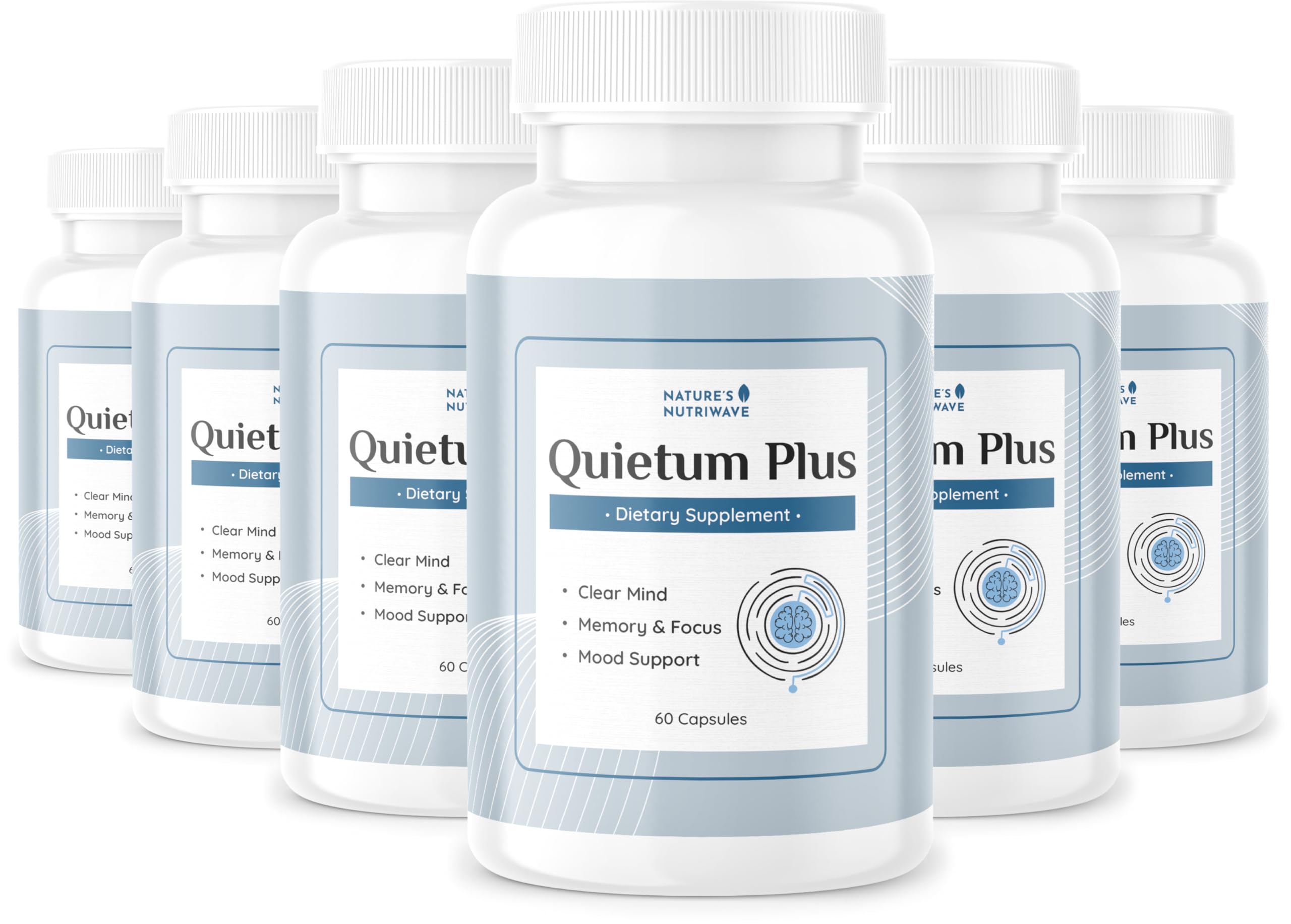 Nature’s NutriWave Quietum Plus bottle front view, plant-based wellness support.