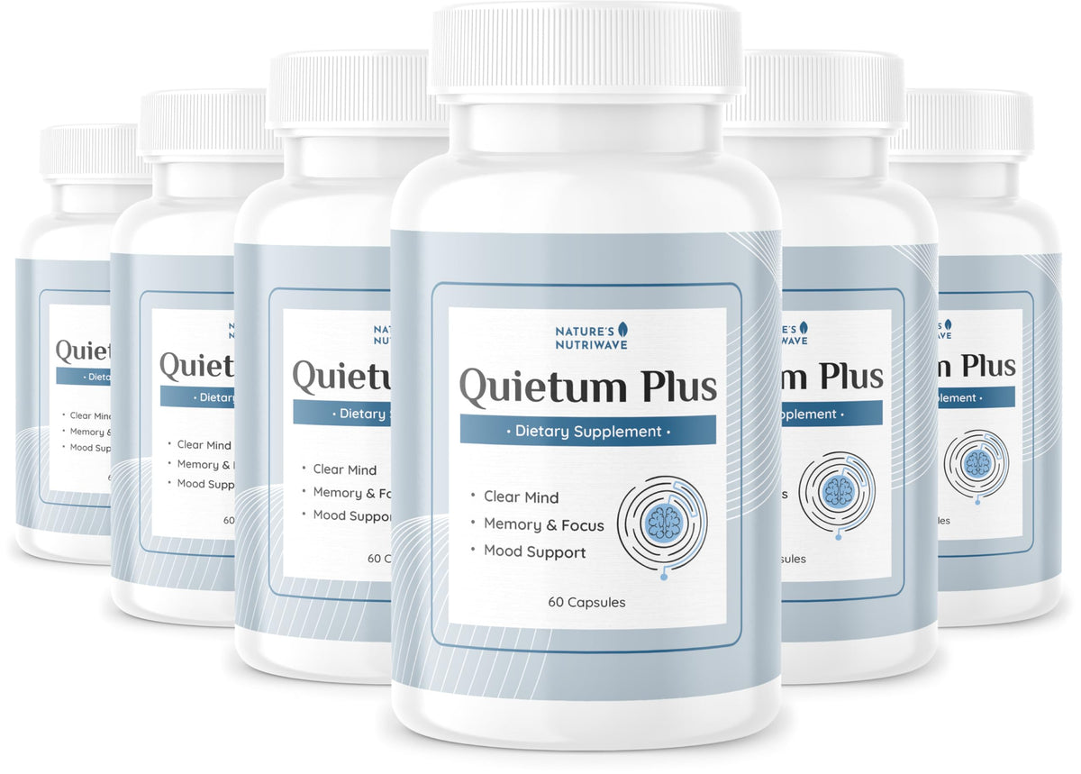 Nature’s NutriWave Quietum Plus bottle front view, plant-based wellness support.