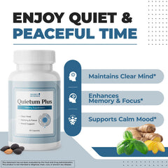 Quietum Plus bottle being poured, convenient daily capsule ritual.