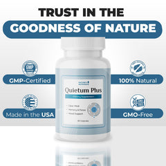 Three-month supply note paired with Quietum Plus bottle for long-term routine.