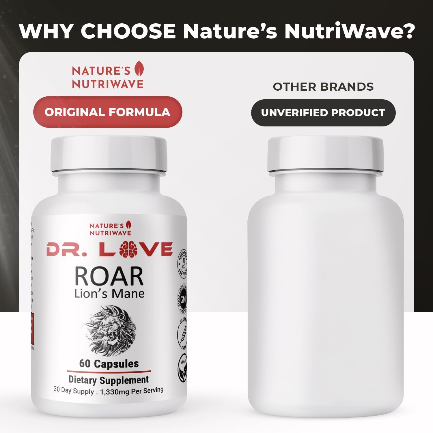 ROAR capsules in hand illustrating easy daily dosing.