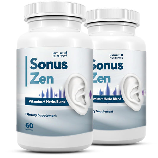 Nature’s NutriWave SonusZen bottle cap close-up for simple daily wellness integration.