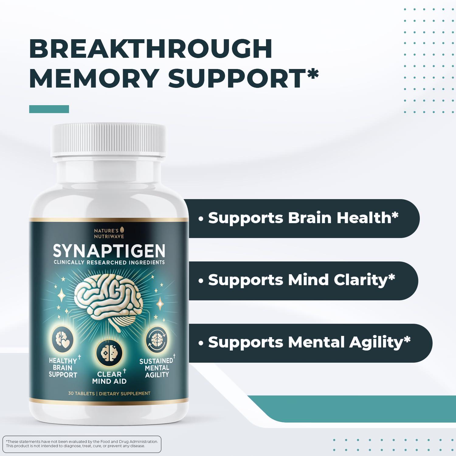 Synaptigen probiotic bottle highlighting 3.5B CFU for daily gut balance.
