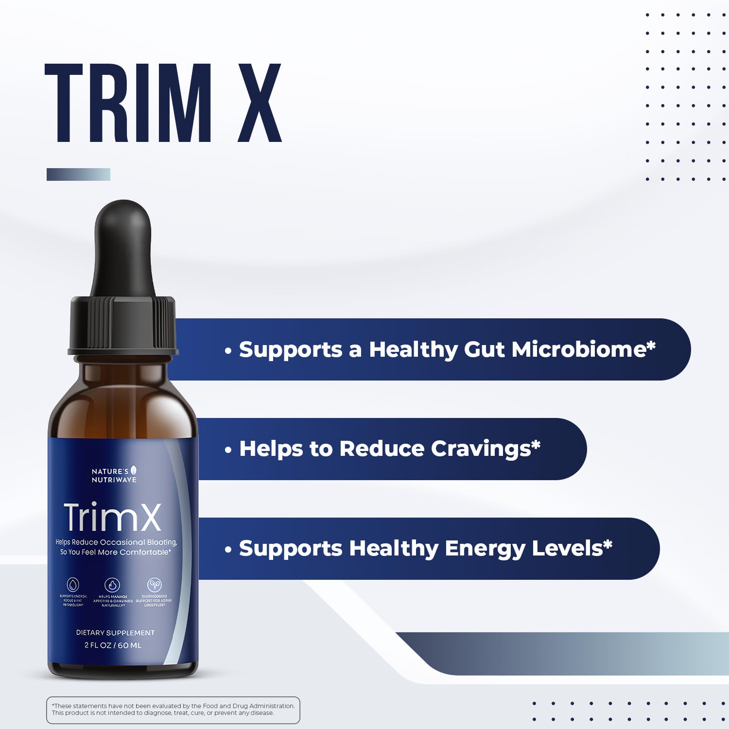TrimX dropper used for easy, precise daily serving.