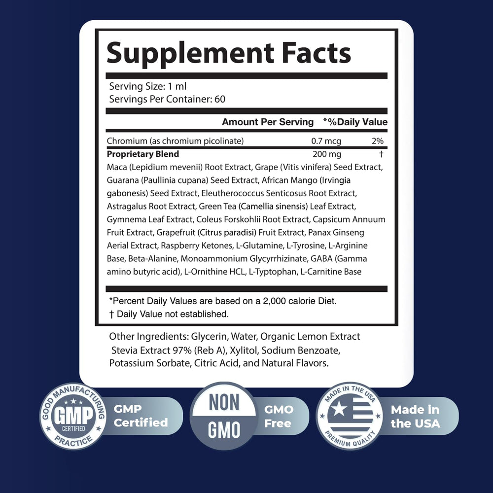 TrimX ingredient panel highlighting maca, green tea, and raspberry ketones.