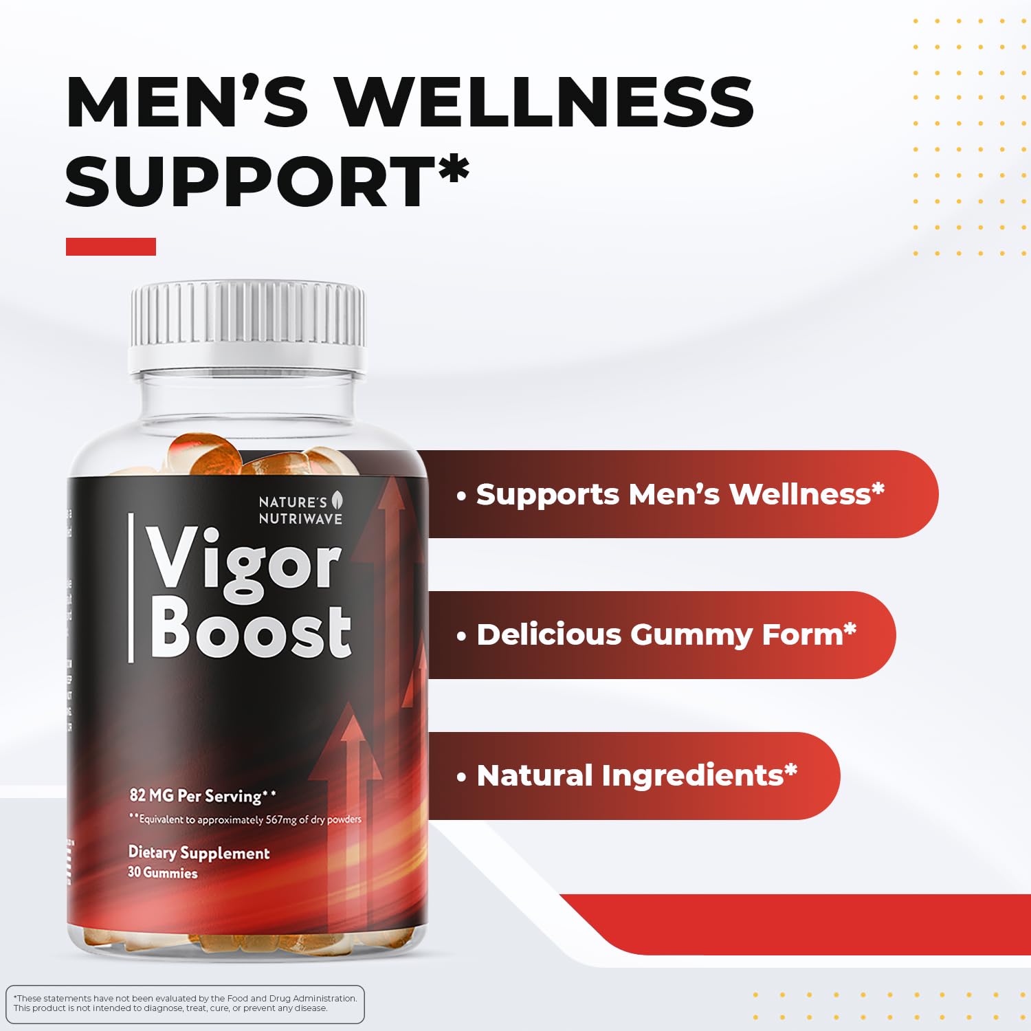 Close-up of VigorBoost gummies showing chewable texture for easy daily use.
