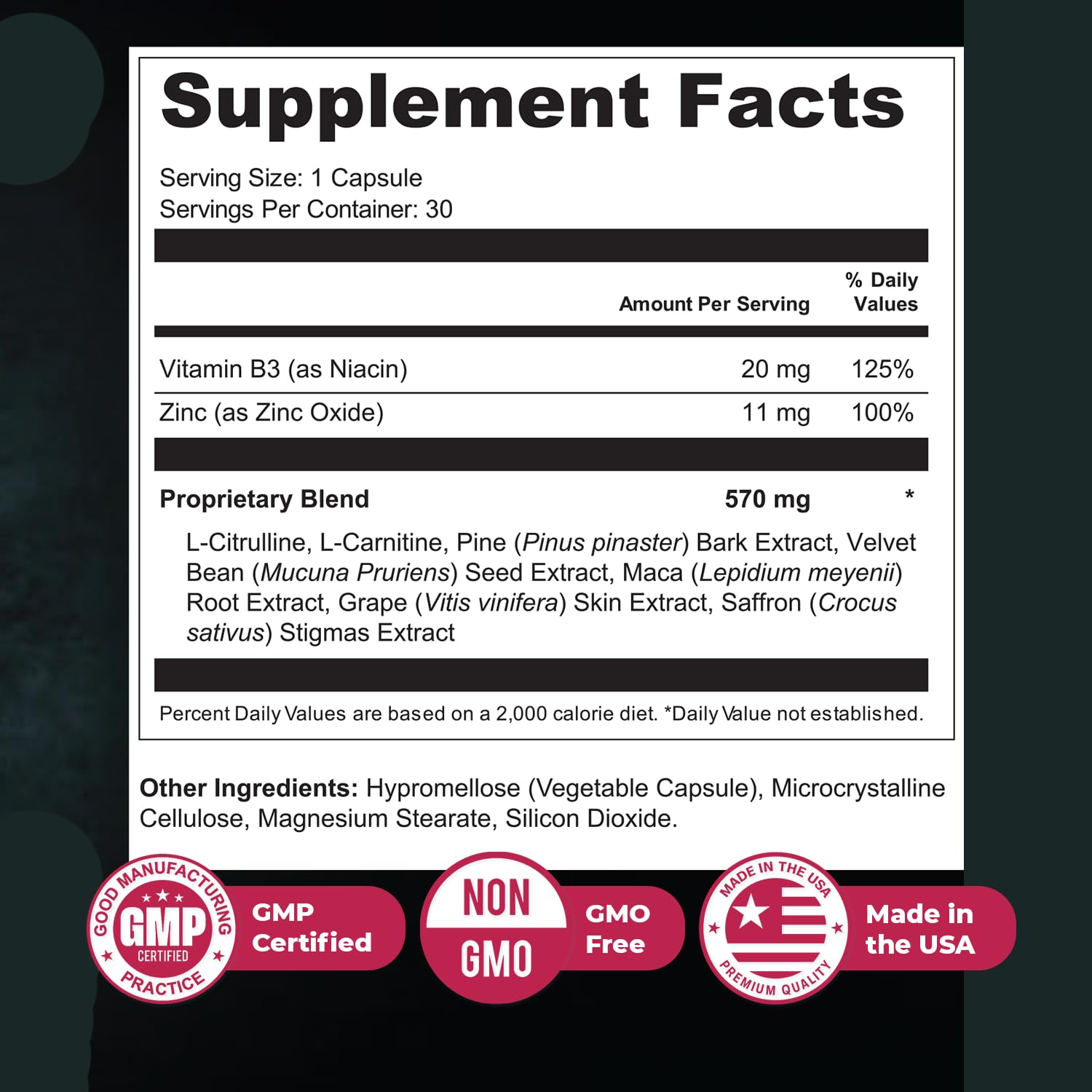 Vigortrix label and packaging emphasizing natural ingredients