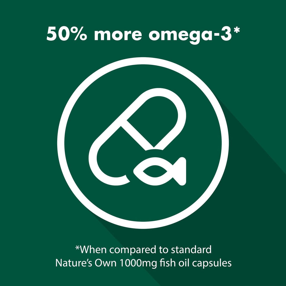 Nature's Own Omega3 packaging foil visible, signaling freshness.