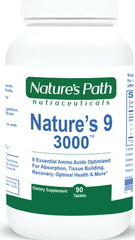 Nature's 9 3000 bottle displayed for daily vegan amino acid support