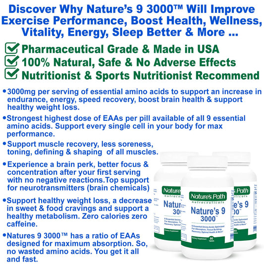 Nature's 9 3000 tablets front view showing convenient daily dose