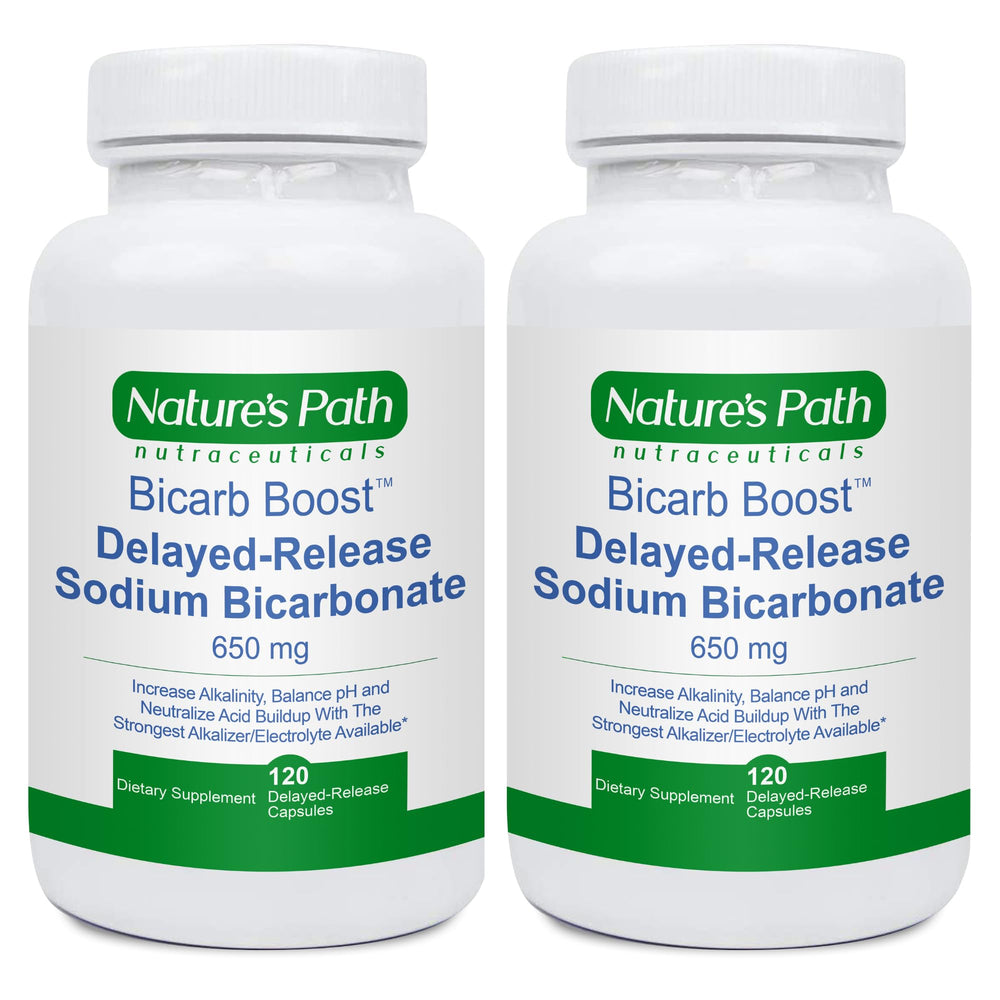 Nature's Path Nutraceuticals sodium bicarbonate 650mg tablets bottle supports hydration during workouts.