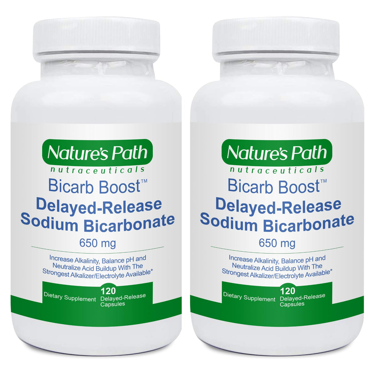 Nature's Path Nutraceuticals sodium bicarbonate 650mg tablets bottle supports hydration during workouts.